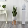 Nearly Natural 46-in Artificial Sansevieria Snake Plant in White Planter with Stand - 3 of 4