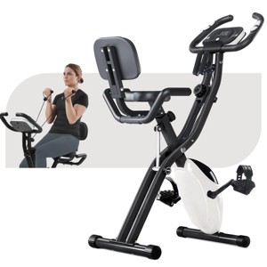 SEVOBAL Home Gyms Folding Exercise Bike with 16-Level Resistance Arm Bands Adjustable Backrest for Indoor Workouts, White, 25"*19.7"*47.6" - 1 of 4