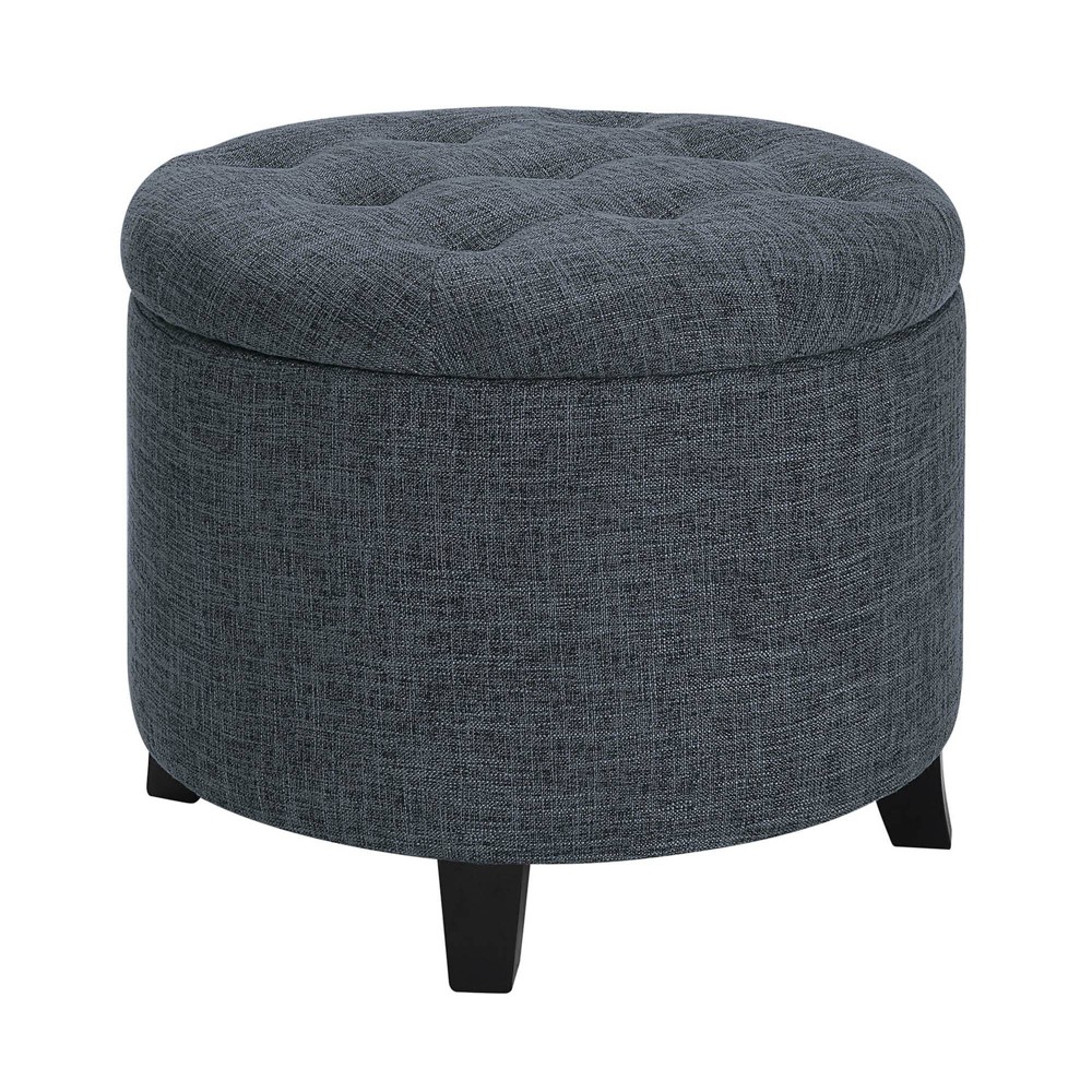 Photos - Pouffe / Bench Breighton Home Designs4Comfort Round Storage Ottoman Stormy Gray Fabric