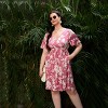 Clearlove Plus Size Dresses for Curvy Women Floral Sleeves Tiered Layers Casual Mini Dress with Pocket - 4 of 4