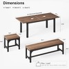 5-Piece Dining Table Set for 4-8 People 63'' Extendable Kitchen Table Set With 2 Benches and 2 Square Stools, Walnut Dining Room Table Set - 3 of 4