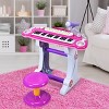 Infans 37 Key Electronic Keyboard Kids Toy Piano MP3 Input w/ Microphone and Stool Pink - 3 of 4