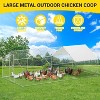 Outdoor Metal Chicken Coop with Dual Doors, Galvanized Chicken Run with Waterproof UV Cover, Large Spire Roof Hen House, 9.8' x 19.7' x 6.6' - 3 of 4