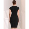 Allegra K Women's V Neck Cap Sleeve Work Business Pencil Dress - 3 of 4