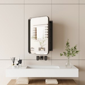 Wooakway 24"H*16"W Recessed Metal Medicine Cabinet Wall Cabinet Bathroom Storage Cabinet with 2 Adjustable Shelves - 1 of 4