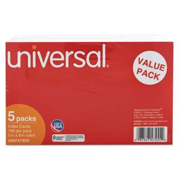 UNIVERSAL Ruled Index Cards 5 x 8 White 500/Pack 47255