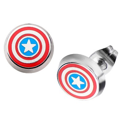 Women's Marvel Captain America Shield Logo Stainless Steel Stud Earrings