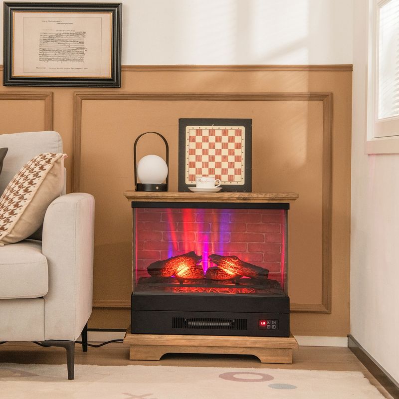 Costway 27'' Electric Fireplace Heater Freestanding 1400W Remote Control Timing Function Brown/Black/White, 4 of 11