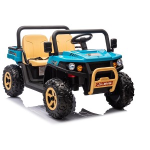 Jojoka 24V Ride On Dump Truck for Kids, 2 Seater 4WD Battery Powered UTV w/ Remote Control,Bluetooth,Music,Shovel, Headlights - 1 of 4