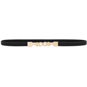 INSPIRE CHIC Women's Thin Elastic Pearl Buckle Belts for Dresses Shirt - 1 of 4