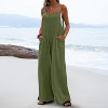 Women's Wide Leg Overalls Adjustable Strap Pockets Side Slit Casual Loose Fit Jumpsuit - 2 of 4
