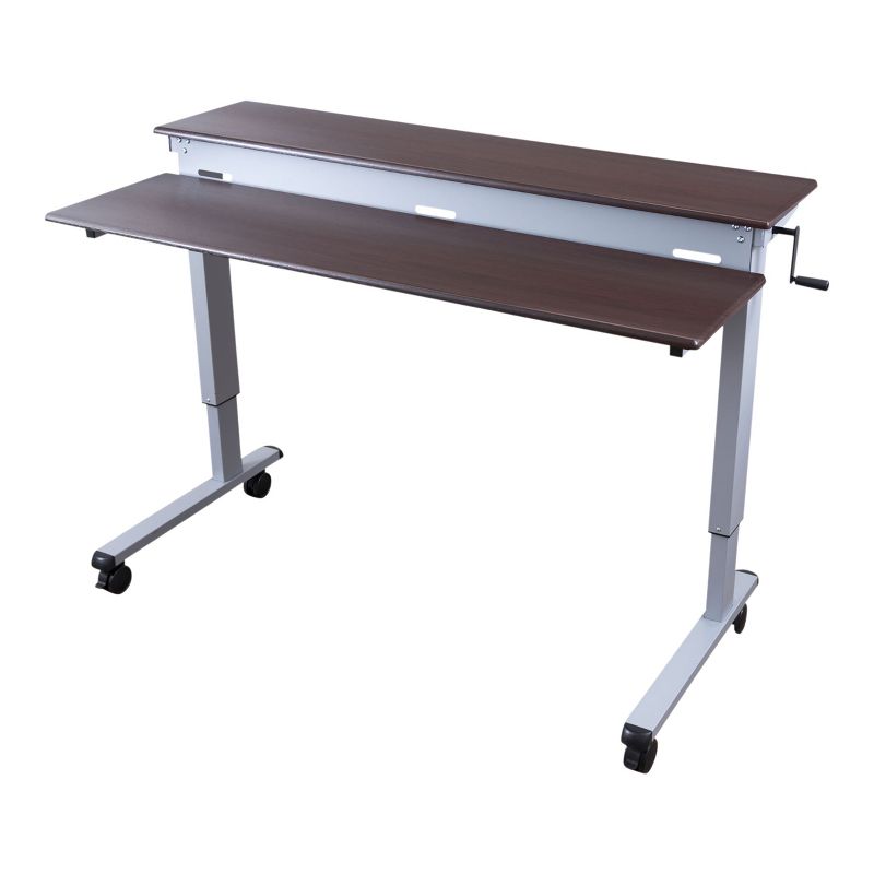 Stand Up Desk Store Crank Adjustable Two Tier Standing Desk with Heavy Duty Steel Frame, 2 of 5