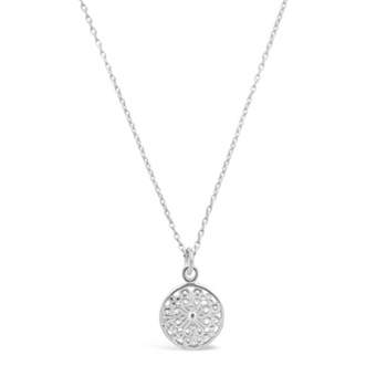 SHINE by Sterling Forever Sterling Silver Intricate Cutout Disk Pendant Necklace