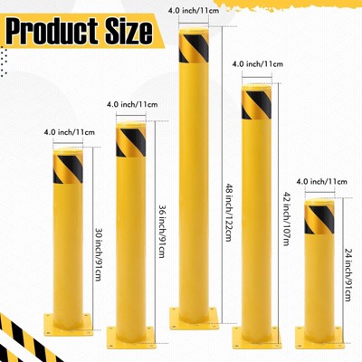 2PCS Safety Bollard, 42 Inch High 4" Diameter Steel Pipe Safety Bollard with Anchor Bolts