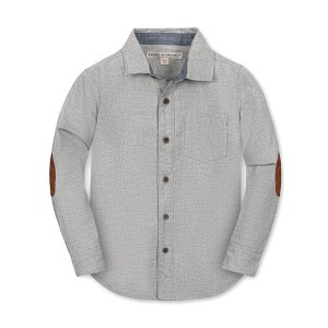 Hope & Henry Boys'  Long Sleeve Plaid Flannel Button Down Shirt with Elbow Patches, Kids - 1 of 3