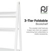 PJ Wood 3 Tier Foldable Bookshelf Wooden Storage Display Rack for Home Living Room, Office, or Small Spaces Organization, White - 2 of 4