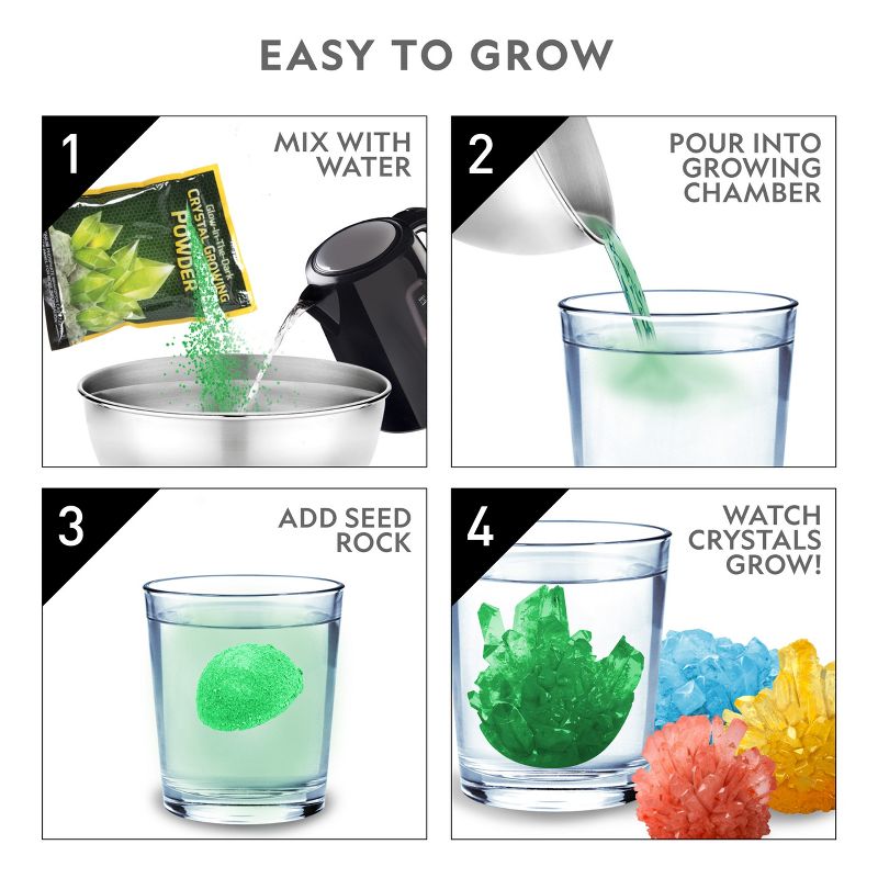 NATIONAL GEOGRAPHIC Mega Crystal Growing Lab, Grow 8 Vibrant Colored Crystals, Includes 5 Real Gemstone Specimens, Light-Up Display Stand & Guidebook, 3 of 9