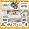 Kinder King 3-in-1 Kids Table & 2 Chairs Set with Storage, Removable Top & Blackboard, for Art, Crafts, Reading, Play - 3 of 4