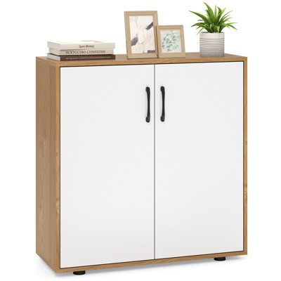 Tangkula Coffee Bar Cabinet 2-Door Kitchen Storage Cabinet w/ 5-Position Adjustable Shelf