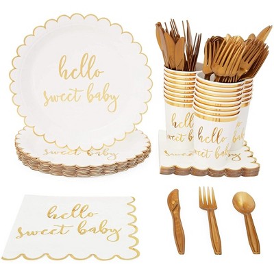 Sparkle and Bash Serves 24 Hello Sweet Baby Shower Party Supplies Decorations for Kids Boys Girls