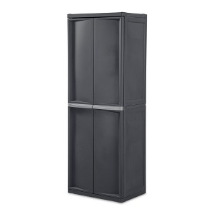 Sterilite 2-Pack 4 Shelf Cabinet, Plastic Organization Storage Unit, Organizer for Bins in the Garage, Basement, Attic, Mudroom, Gray - 1 of 4