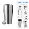 OSTO Stainless Steel Bar Set; 26 Oz. Shaker Plus Strainer, Cover, Shot Glasses, Pourers, Spoon, Bottle Opener, and Recipe Book; 14-Piece - 4 of 4