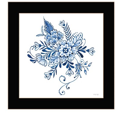 HomeRoots Floral Calligraphy Sketches Black Framed Print Wall Art