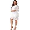 Agnes Orinda Women's Plus Size Formal Wedding Lace Flared Sleeve Ruffle Hem Elegant Bodycon Dress - 3 of 4
