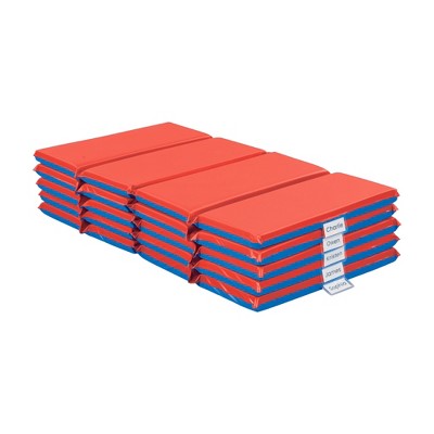 ECR4Kids Premium Folding Rest Mat, 4-Section, 2in, Blue/Red, 5