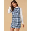 Allegra K Women's Contrast Peter Pan Collar Long Sleeve Above Knee Shift Plaid Dress - 3 of 4