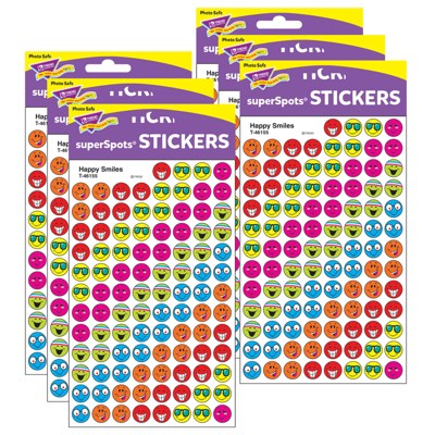 TREND Happy Smiles superSpots® Stickers, 800 Per Pack, 6 Packs