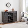 Garvee Elegant Farmhouse Wine Bar Cabinet with Sliding Barn Door – 47" Kitchen Coffee Bar with 16 Wine & Glass Racks - 3 of 4