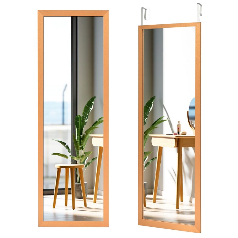 Costway Door Wall Mounted Mirror Full Length Hanging Wood Frame Mirror Decor White\Black\Golden, 1 of 9