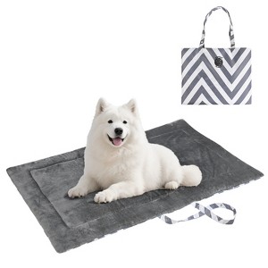 Kritter Planet Portable Plush Flannel Dog Bed, Reversible Waterproof Dog Cat Bed Mat with Handles, Indoor Outdoor Use - 1 of 4