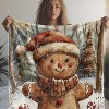 Vintage Flannel Throw Blanket - Cute Gingerbread Man Print, Cozy Soft Warm Comfortable for Couch Bed Sofa Office Camping Travel. - 3 of 4