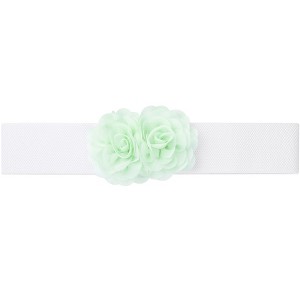 INSPIRE CHIC Women's Large Chiffon Rose Double-Flower Elastic Stretch Wide Corset Waist Belt 1 Pc - 1 of 4