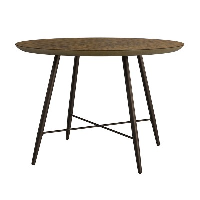 Forest Hill Round Reclaimed Wood Dining Table with Metal Legs