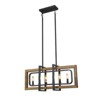 LNC Laius Modern Farmhouse Geometric Wood Kitchen Island Pendant  Lights, Matte Black and Distressed Brown Wood ,4/8Light,18in/31/5in - 3 of 4