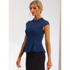 INSPIRE CHIC Women's Mock Neck Cap Sleeve Crochet Lace Peplum Blouse - 3 of 4
