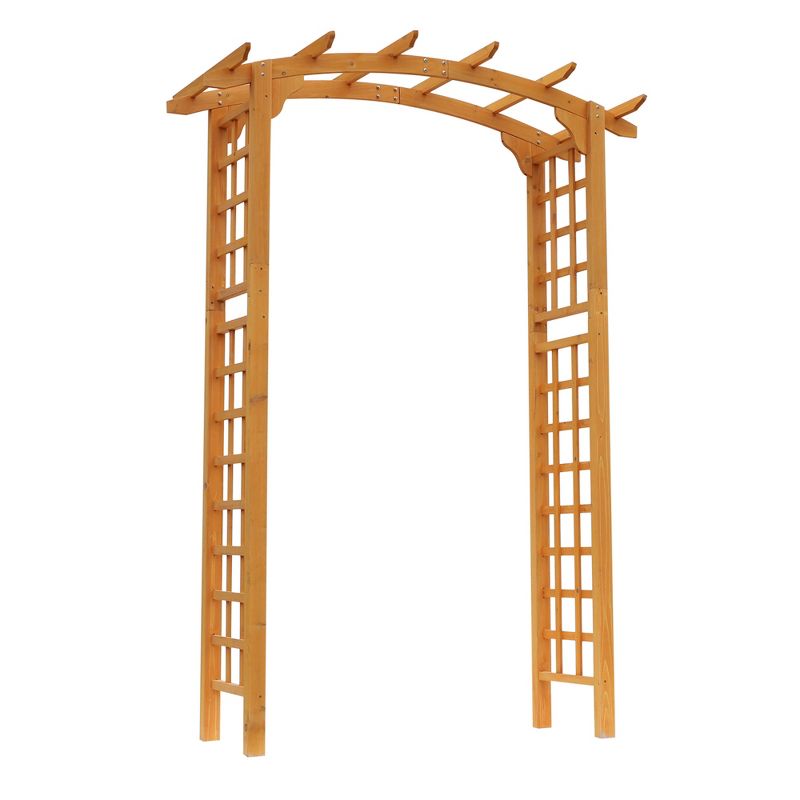Outsunny 90in Wood Garden Arbor Arch with Trellis Wall for Climbing & Hanging Plants, Decor for Party, Weddings, Birthdays & Backyards, 4 of 9