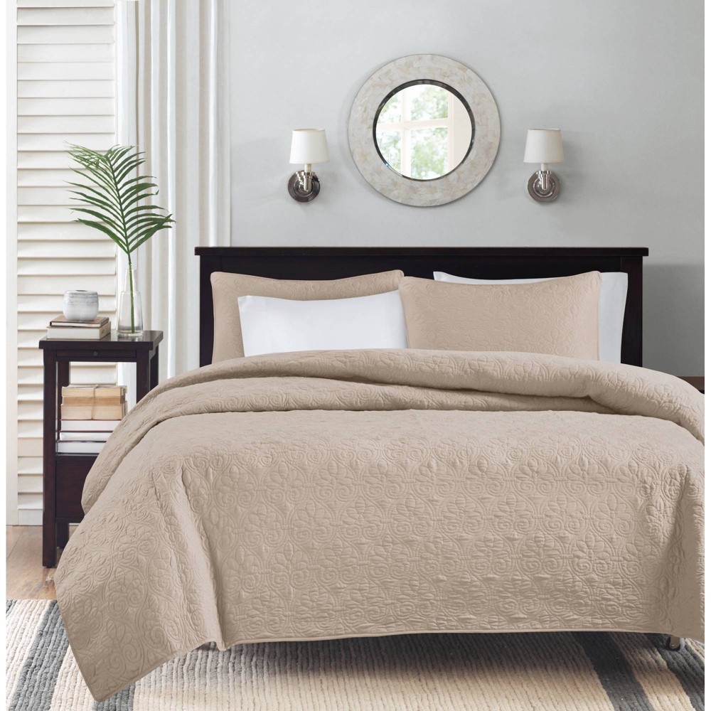 UPC 675716320621 product image for Madison Park 3pc Full/Queen Vancouver Reversible Coverlet Set Khaki | upcitemdb.com