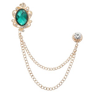 Unique Bargains Men's Rhinestone Flower Design Brooch Pins - 1 of 4