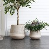 LuxenHome 17" Dia Concrete Round Tapered Planter Large Outdoor Indoor Plant Pot Distressed Wood Pattern Planter Pot for Home Garden Patio Brown - 4 of 4