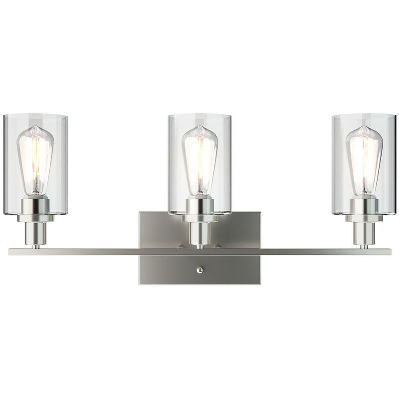 Costway 3-Light Wall Sconce Modern Bathroom Vanity Light Fixtures w/ Clear Glass Shade, 2 of 11