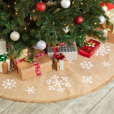 Natural 60-Inch Plain Burlap Christmas Tree Skirt 
