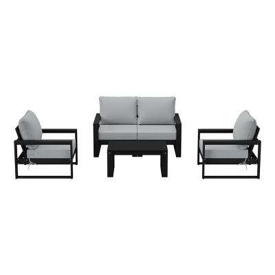 WestinTrends Montara 5-Piece Modern HDPE Outdoor Patio Furniture Sofa Conversation Set with Coffee Table