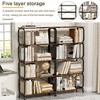 NicBex 5-Tier Industrial Bookshelf with X-Back Design, Metal Frame Storage Bookcase, Rustic Brown Tall Bookcase with Open Wood Design - 2 of 4