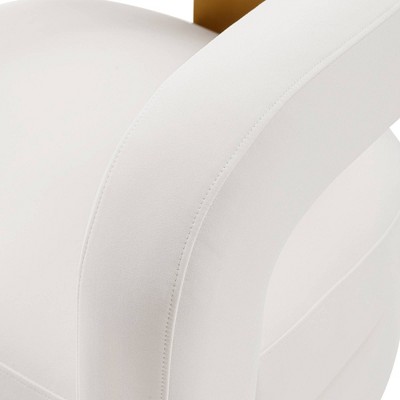 Set of 2 White Velvet Barrel Accent Chairs with Gold Accents