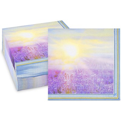 Sparkle and Bash 150 Pack Sunset Paper Napkins (Lavender, 6.5 x 6.5 In)