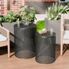 VisioGear 2PCS Patio End Tables, Indoor Outdoor Nesting End Carved Trellis Design Side Table, Black, 12.5"*12.5"*16.5" - 3 of 4